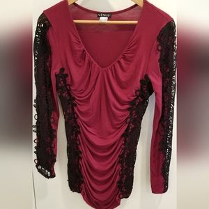 VENUS long sleeve side lace top